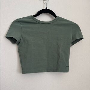 TNA Olive Cropped Crew Tee